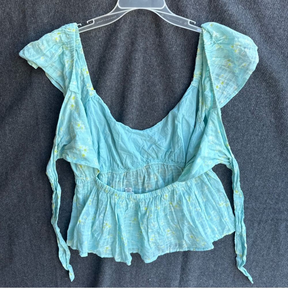 American Eagle Women’s Large Top‎ Cap Sleeve Floral Daisy Baby Doll cottage - Picture 8 of 11